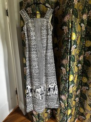 60s Alfred Shaheen Black & White Printed Sundress MIDI Hawaii Rare 8 USA