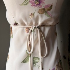 Vintage 90s Floral Slip Maxi Dress | Bias Cut Cream Rose Print Cottagecore | XS