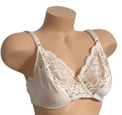 OLGA Cream Shiny Sheer Lace Nylon Bra Womens 36D