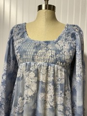 Vintage 1970s Baby Blue Prairie Maxi Circle Dress Bell Sleeve Cottagecore XS/S