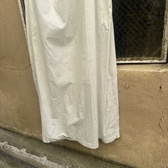 Antique Edwardian White Cotton Gown Lace Trim Maxi Dress Blue Ribbon Nightgown