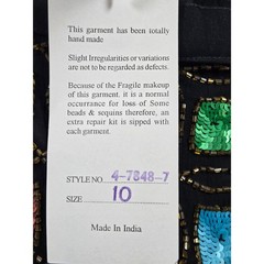Jewel Queen Vintage Beaded Sequin Silk Mini Skirt Black Multi Color 10 NEW 90s