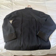 Vintage Black Chinese Gold Dragon Jacket- Poly. See measurements for sizing.
