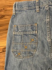 Vintage 70s Wide Leg Flare Jeans Maverick Embroider Pockets XS 24×30 Scovill Zip