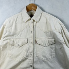 Levi’s Pearl Snap Button Western Shirt Jacket Cream Small Long Sleeve
