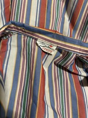 Vintage 1970s Dress Serbin Fit and Flare Striped Shirtdress Sz Large