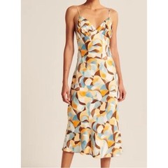 Abercrombie & Fitch Ruched Satin Slip Midi Dress Retro 90s elevated basic