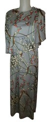 Vtg 70s Young Adventure Of Leonard Sunshine Sz 12 Blue Floral Cape Boho Dress