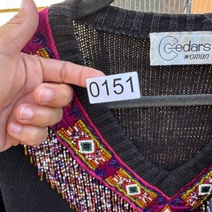 Cedars Woman Vintage Beaded Fringe Sweater XL 2x Black Southwest Art to Wear