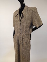 VINTAGE DESIGNER FENDI TWO TONE BUTTER SOFT LINEN TWEED DRESS – MADE IN ITALY
