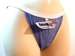 US Vintage 1980 90 Jaguar Blue Red Stripe String Strap Panties Underwear Retro S