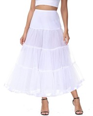 Hoopless Maxi Crinoline Wedding Underskirt Petticoat Evening (L/XL, White)