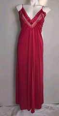 Vintage Erica Loren New York Full Elegant Nylon Peignoir Gown Medium Red USA