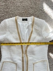 VNTG Elite Champagne White Tweed Blazer Church formal Business Old Money Sz 8
