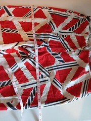 Vtg 70s Home Sewn Nautical Rope Print Pant Red White Blue Serval Zipper Wide Leg