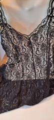 Vtg Y2K Whimsy Goth Romantic Sexy Blk Lacey Midi Enchanted Nylon Dress Nightie
