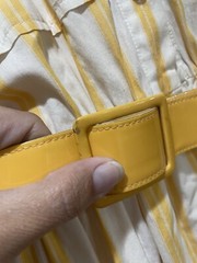Vintage Yellow Striped Warren Petites Neiman Marcus Belted Shirt Dress Size 4