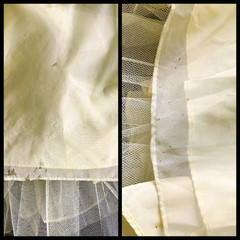 Vintage 50s Pastel Yellow Prom Dress Ball Gown XS Formal Cupcake Flaws 24″ Waist