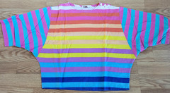 Vintage Jon Woods Shirt New York Striped 70’s Multi-Color Buttons Womens Top
