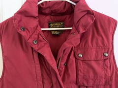 Vintage Eddie Bauer Premium Goose Down Puffer Vest Burgundy Red ~ Sz M