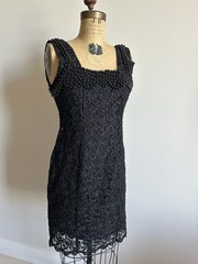 Vintage MENTA y LIMÓN Black Cocktail Embroidered Tank Top Dress.See pics.