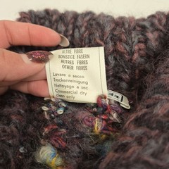 VTG Bini Knit Handmade Wool Chunky Knit Knot Cardigan Large Multicolored Italy