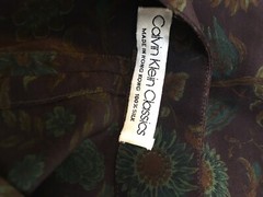 Calvin Klein vintage 80s silk shirt dress burgundy paisley size 6p