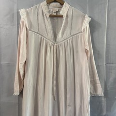 Vtz Barbizon Pink Lace Trim Embroidered Nightgown Long Sleeve Maxi M Modest