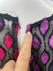 Vtg Matti Of Lynne By Pina LoVoi? Geometric Velvet Fringe Flapper Party Dress ML