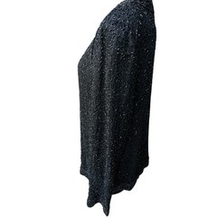 VTG Laurence Kazar Jacket Blazer 100% Silk Women’s Size Large Beaded Black