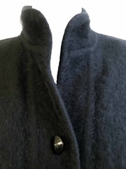 Exclusively MISOOK M Cocoon Sweater Cardigan Black Fuzzy Angora Funnel Neck Warm