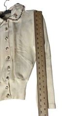 VTG Marvienne Feminine Cardigan Sweater Sz 36 Ivory Ornate Made In Austria READ
