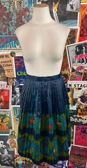 Vtg 60s Blue Accordion Pleated Novelty Horses Print High Waist Skirt Tetoron XS