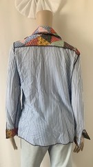 Vintage 70s Betmar rayon polyester faux patchwork striped long sleeve shirt top