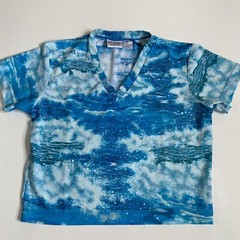 Vtg Sun Streak Newport News Swimming Top Women’s Sz M Ocean Waves All Over Print