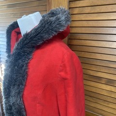 Vtg 60’s Glenbrooke Women’s Faux Fur Trim Long Coat – size 12 – red and gray,