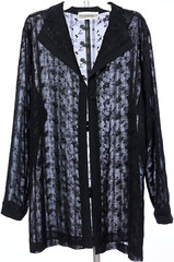 Peter Popovitch Long Sleeve 1 Button Open Front BLACK Sheer Jacket Women’s Large