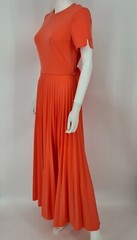 Vintage Elegant Miss California Maxi Pleated Dress Coral Hippie Boho Gypsy 70s