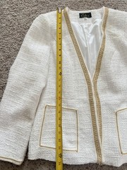 VNTG Elite Champagne White Tweed Blazer Church formal Business Old Money Sz 8