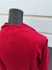 Vintage 40s 50s Red Corduroy House Dress Chore Dress Full Zip Workwear 25/26”