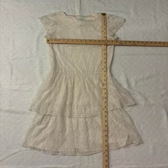 Joni Blair of California 70s sz 5 white lace cap sleeve ruffled tiered dress