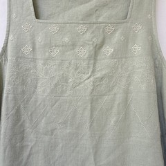 White Stag Womens Medium Linen Dress Solid Light Green Long Medium Overall Boho