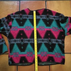 Vintage David Wayne Fleece Blanket Jacket Women’s Medium Aztec Western 80s 90s