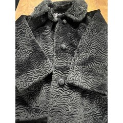 Vintage Borre Sportowne Black Faux Fur Swirl Pattern Coat Mid Length Jacket