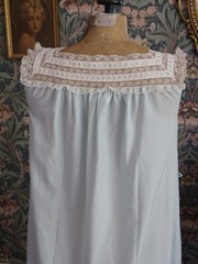 Vintage 1940s Barbizon Blue Nylon Lace Trim Nightgown | Romantic Boudoir