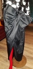 Vintage Sequin Black and White Big Bow Drop Waist Maxi Dress Sz 12 Martinique