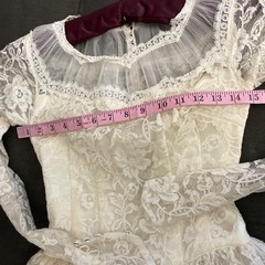 Vtg 1950’s Maurer Ivory Full Lace Wedding Dress-Bust 30/2XS