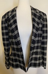 Vintage Genny By Versace Blazer Size 10 Black White Jacket Windowpane Plaid