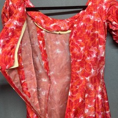 Vtg Handmade Suzy Perette Advance 7942 Floral Ruffle Hem Party Dress Pink