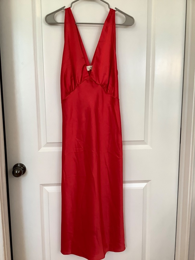 Vintage Victoria Secret Gold Label Long Red Slip Dress Nightgown Size M. T3